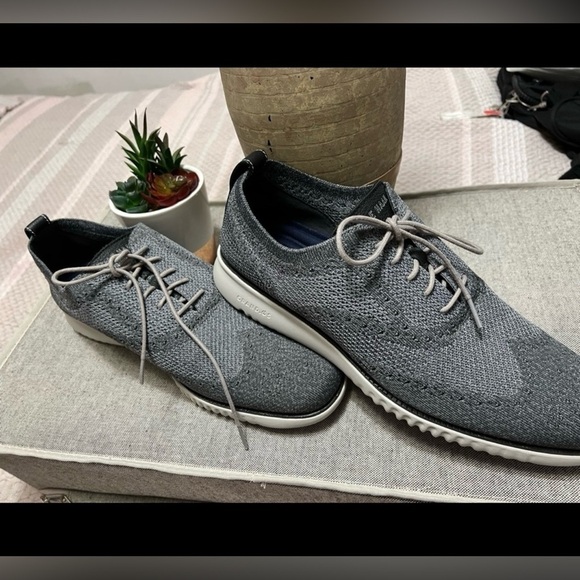 COLE HAAN] 2 ZEROGRAND Gray Knit Oxfords
